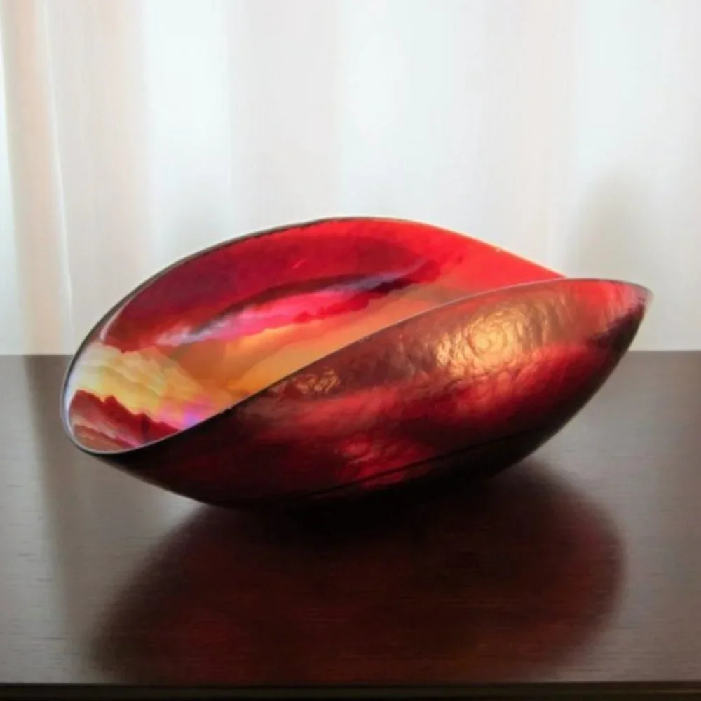 NEW Crate & Barrel Red Caldera Centerpiece Bowl